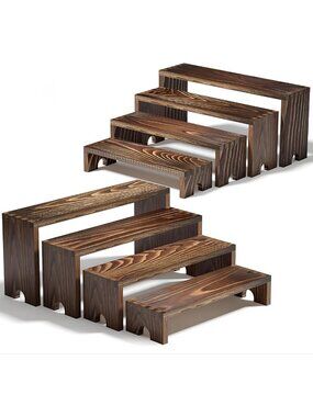 2-Tier Wooden Risers Set for Events - Stackable Cupcake & Dessert Display